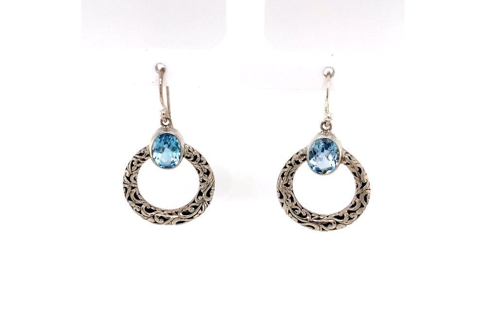 Sacred Circle Earrings- Blue Topaz