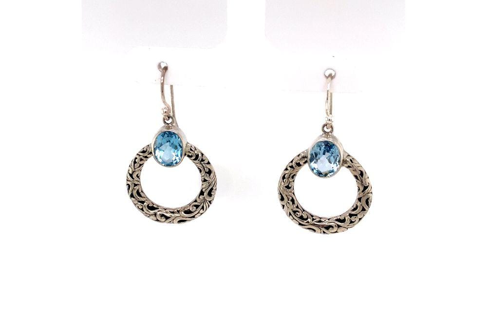 Sacred Circle Earrings- Blue Topaz