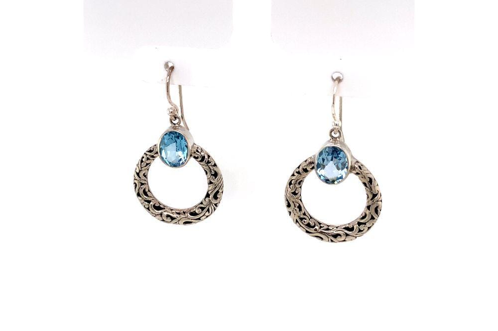 Sacred Circle Earrings- Blue Topaz