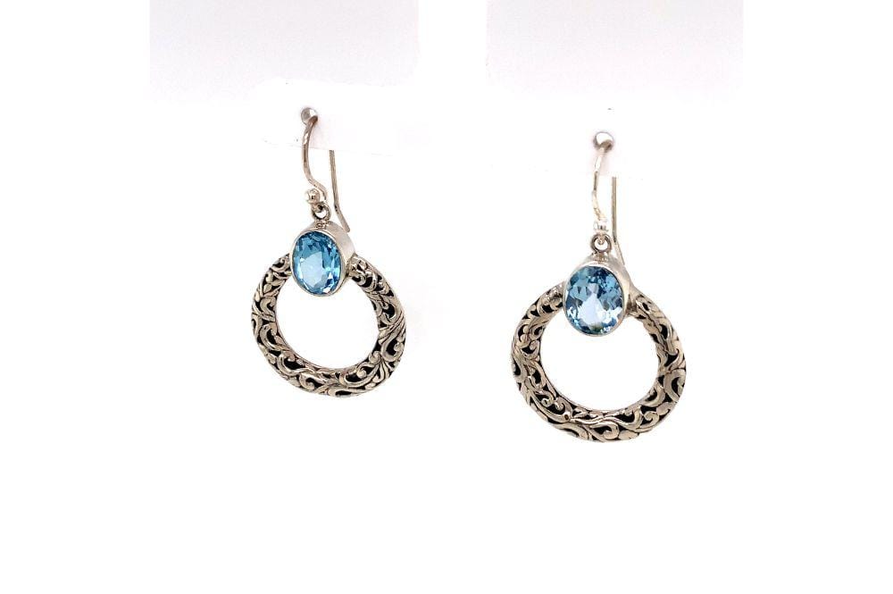 Sacred Circle Earrings- Blue Topaz