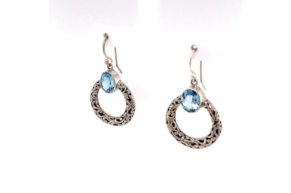Sacred Circle Earrings- Blue Topaz