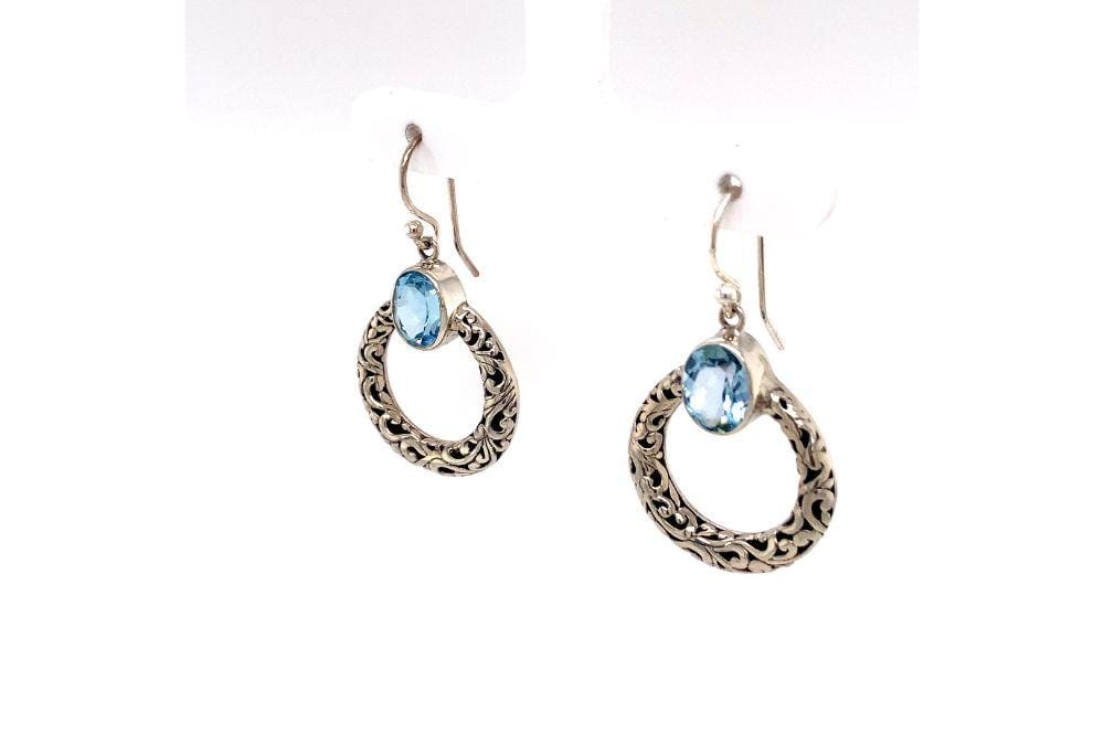 Sacred Circle Earrings- Blue Topaz