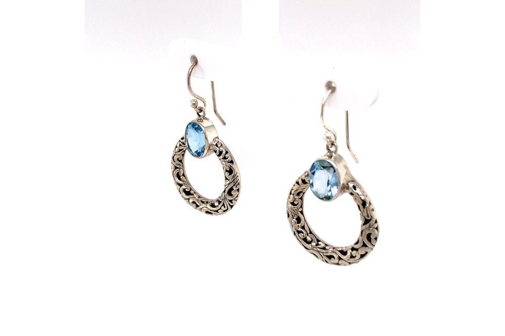 Sacred Circle Earrings- Blue Topaz