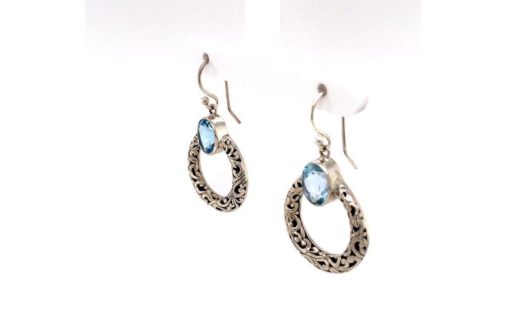 Sacred Circle Earrings- Blue Topaz
