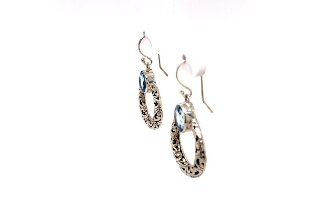 Sacred Circle Earrings- Blue Topaz