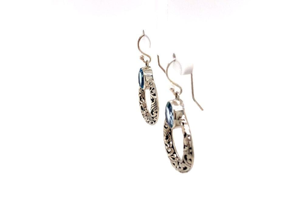 Sacred Circle Earrings- Blue Topaz