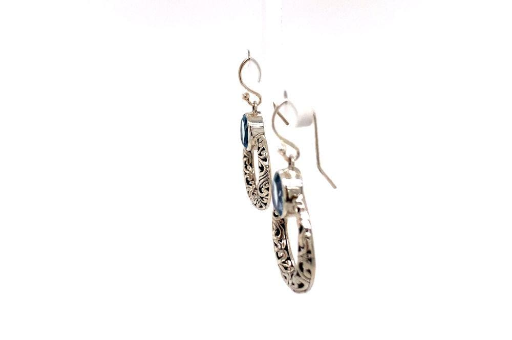 Sacred Circle Earrings- Blue Topaz