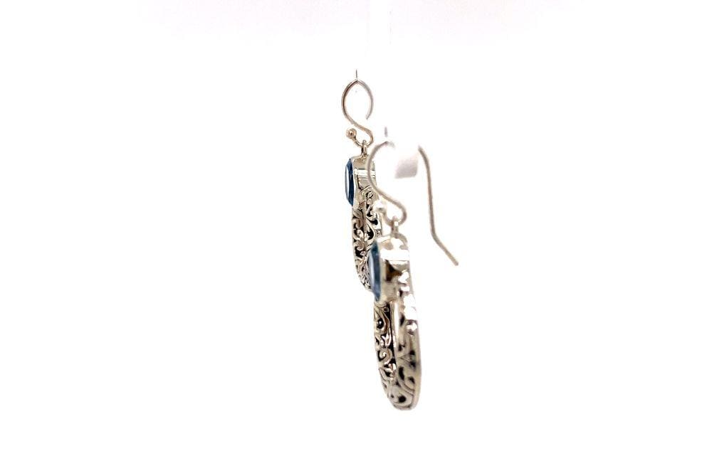 Sacred Circle Earrings- Blue Topaz