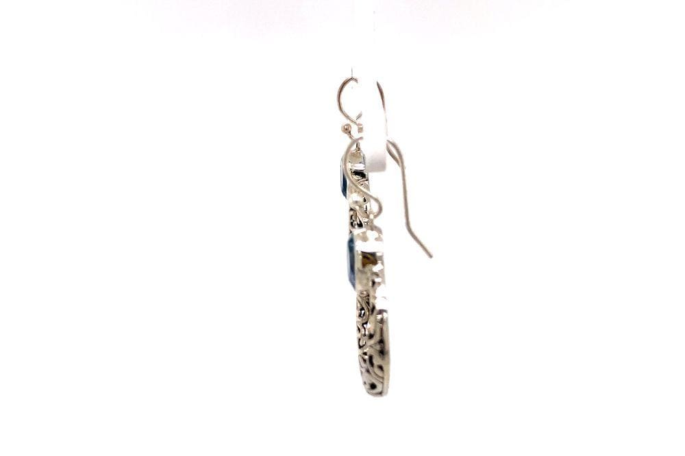 Sacred Circle Earrings- Blue Topaz