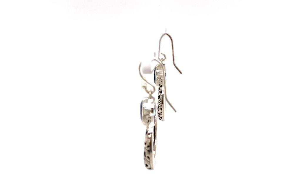 Sacred Circle Earrings- Blue Topaz
