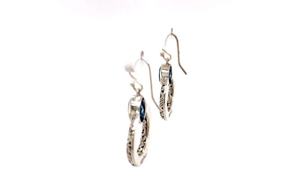 Sacred Circle Earrings- Blue Topaz