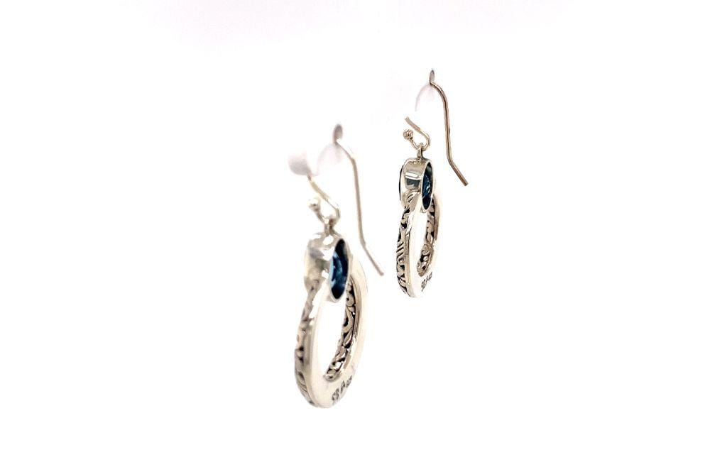 Sacred Circle Earrings- Blue Topaz