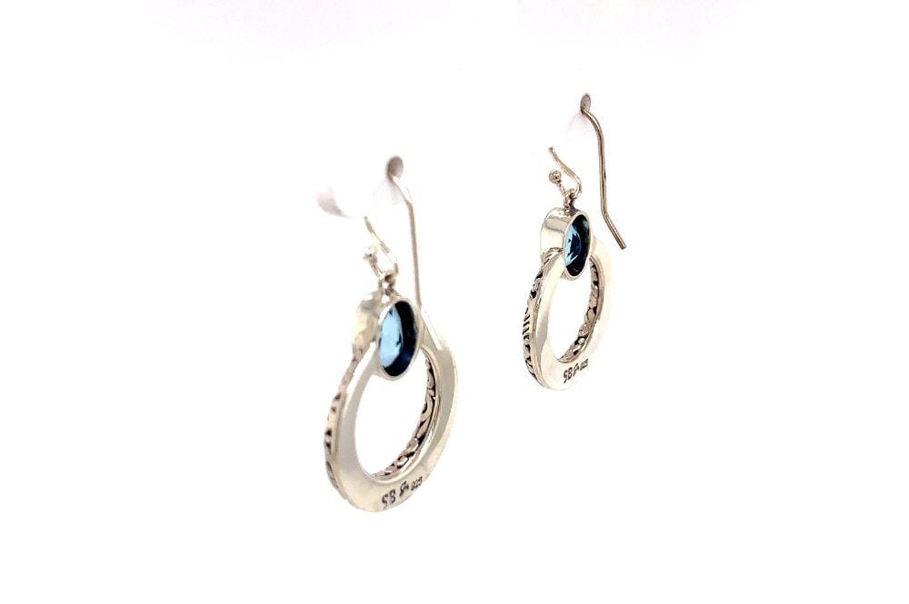 Sacred Circle Earrings- Blue Topaz