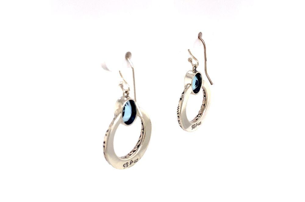 Sacred Circle Earrings- Blue Topaz