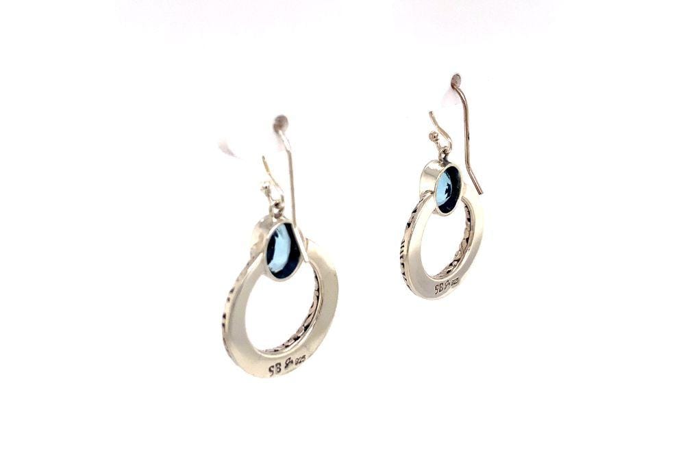 Sacred Circle Earrings- Blue Topaz