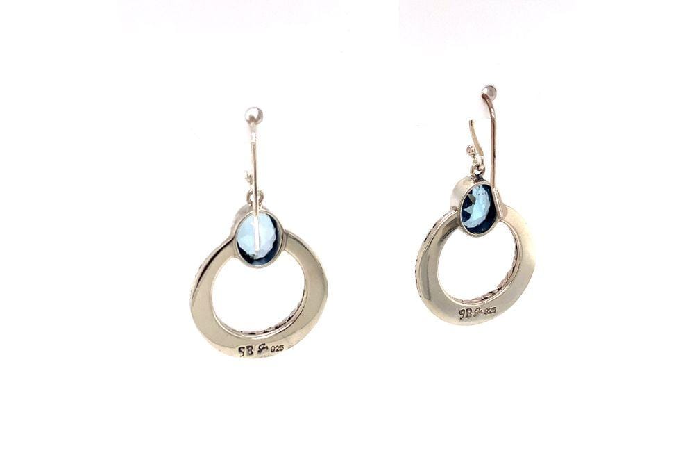 Sacred Circle Earrings- Blue Topaz