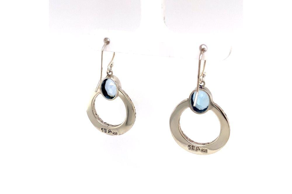 Sacred Circle Earrings- Blue Topaz