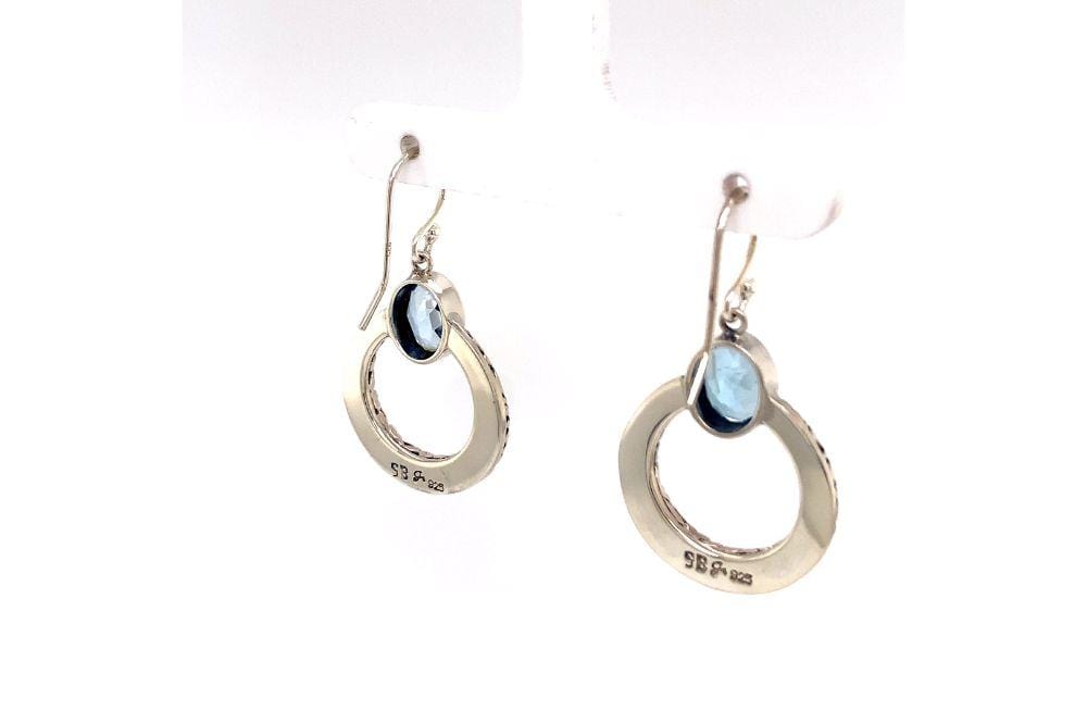 Sacred Circle Earrings- Blue Topaz