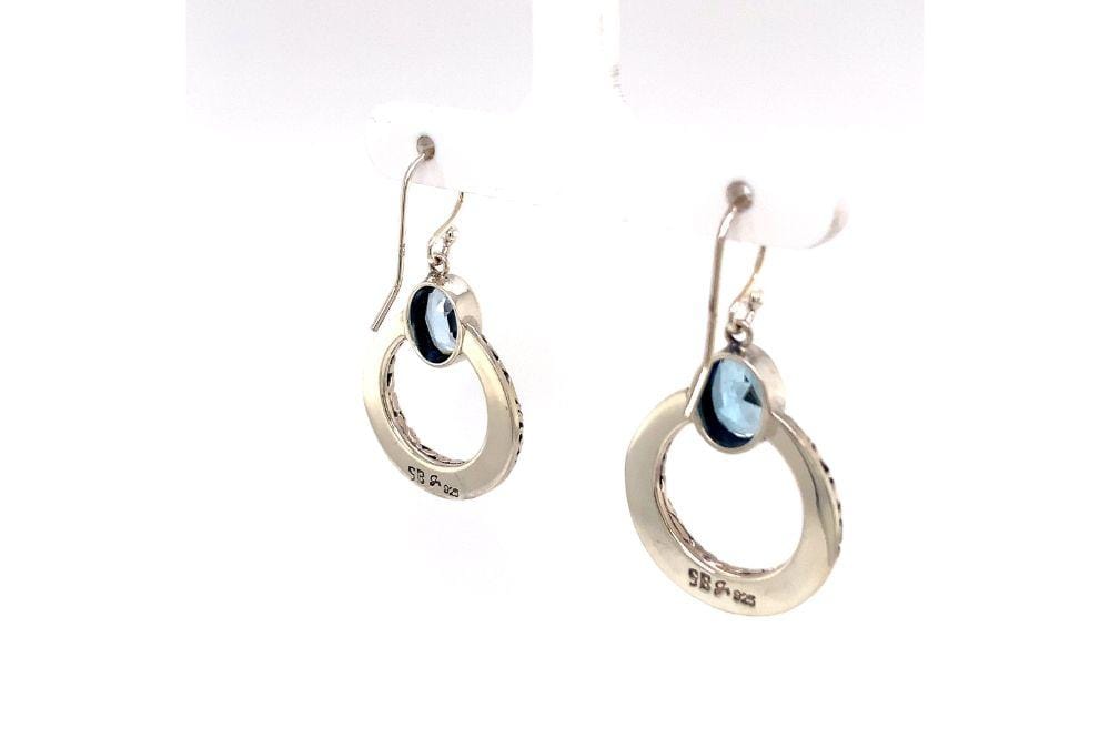 Sacred Circle Earrings- Blue Topaz