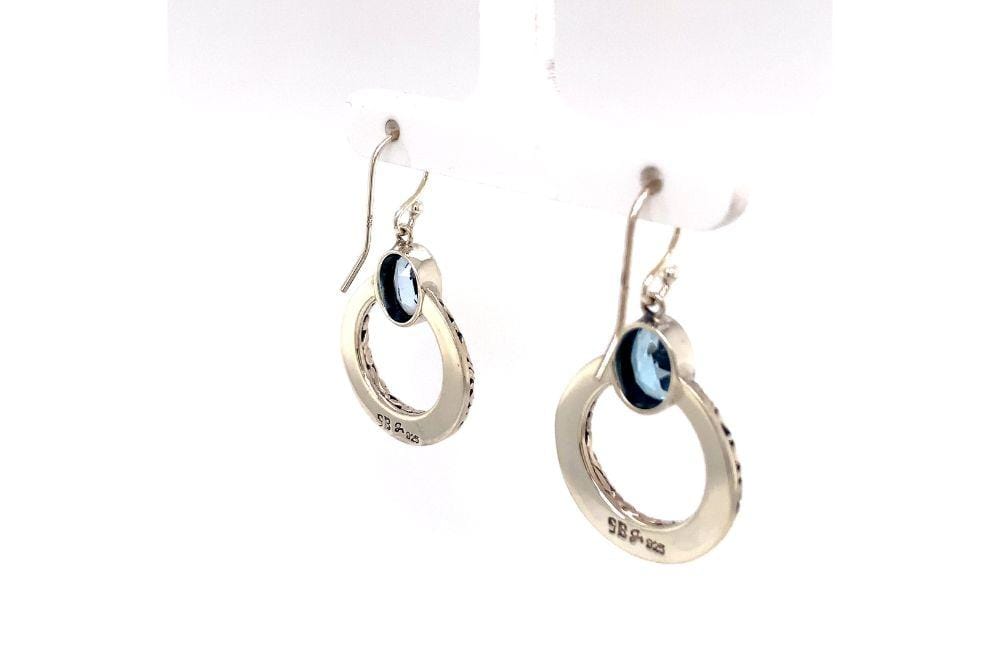 Sacred Circle Earrings- Blue Topaz