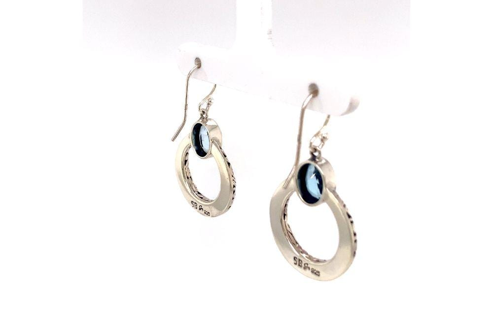 Sacred Circle Earrings- Blue Topaz