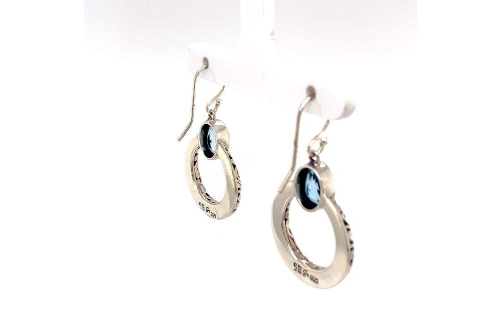 Sacred Circle Earrings- Blue Topaz
