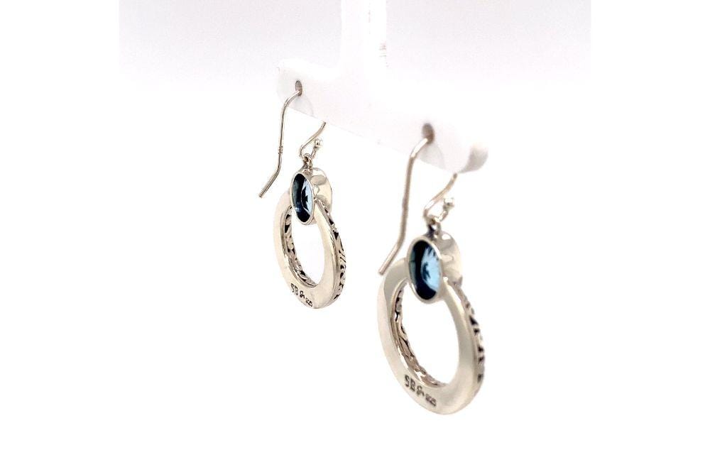 Sacred Circle Earrings- Blue Topaz