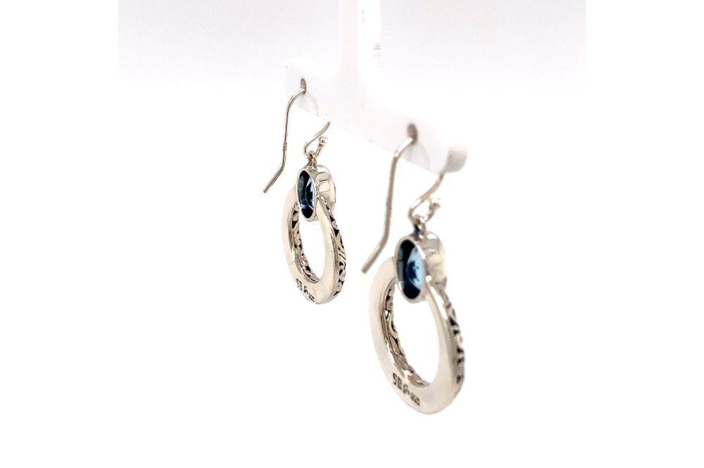 Sacred Circle Earrings- Blue Topaz