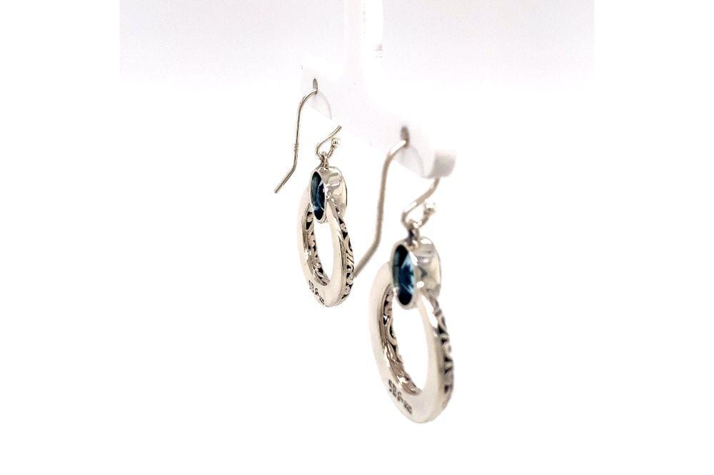 Sacred Circle Earrings- Blue Topaz