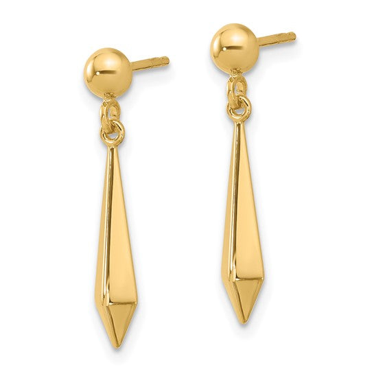 14K Polished Post Dangle Earrings