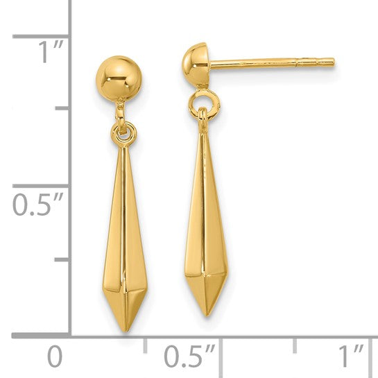 14K Polished Post Dangle Earrings