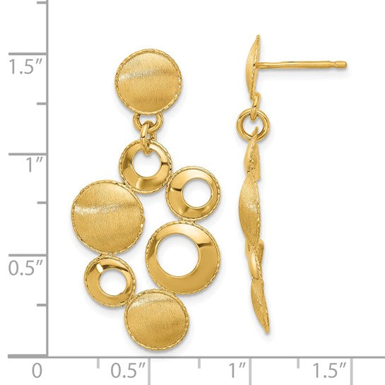 14K Polished & Satin Circles Dangle Earrings