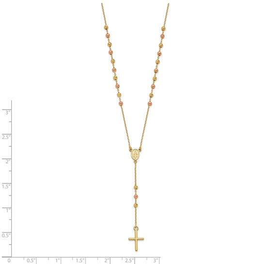 14K Two-Tone Beaded Rosary Y-Drop Necklace