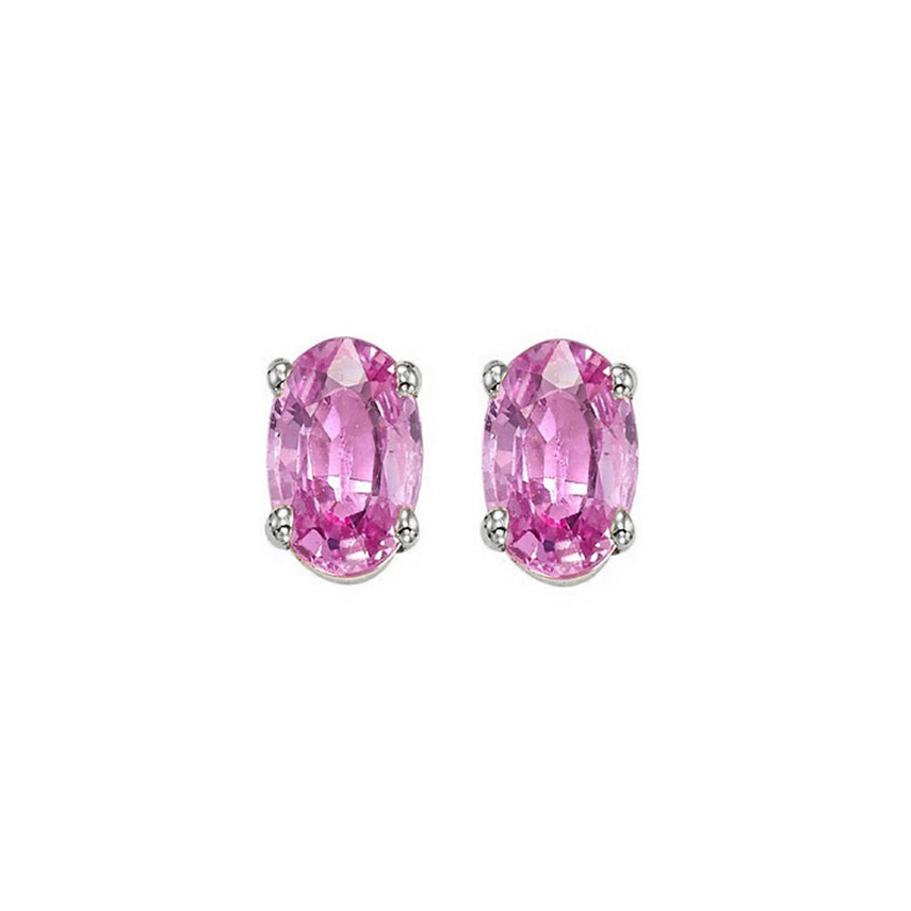 14Kt White Gold Pink Sapphire 1Ctw Earring