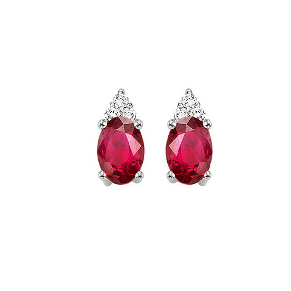 10Kt White Gold Diamond 1/20Ctw & Ruby 1/2Ctw Earring
