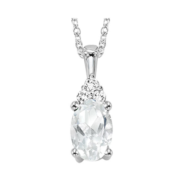 10Kt White Gold Diamond 1/50Ctw & White Topaz 3/8Ctw Pendant