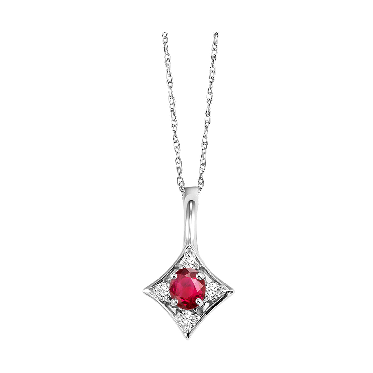14Kt White Gold Diamond 1/20Ctw & Ruby 1/2Ctw Pendant