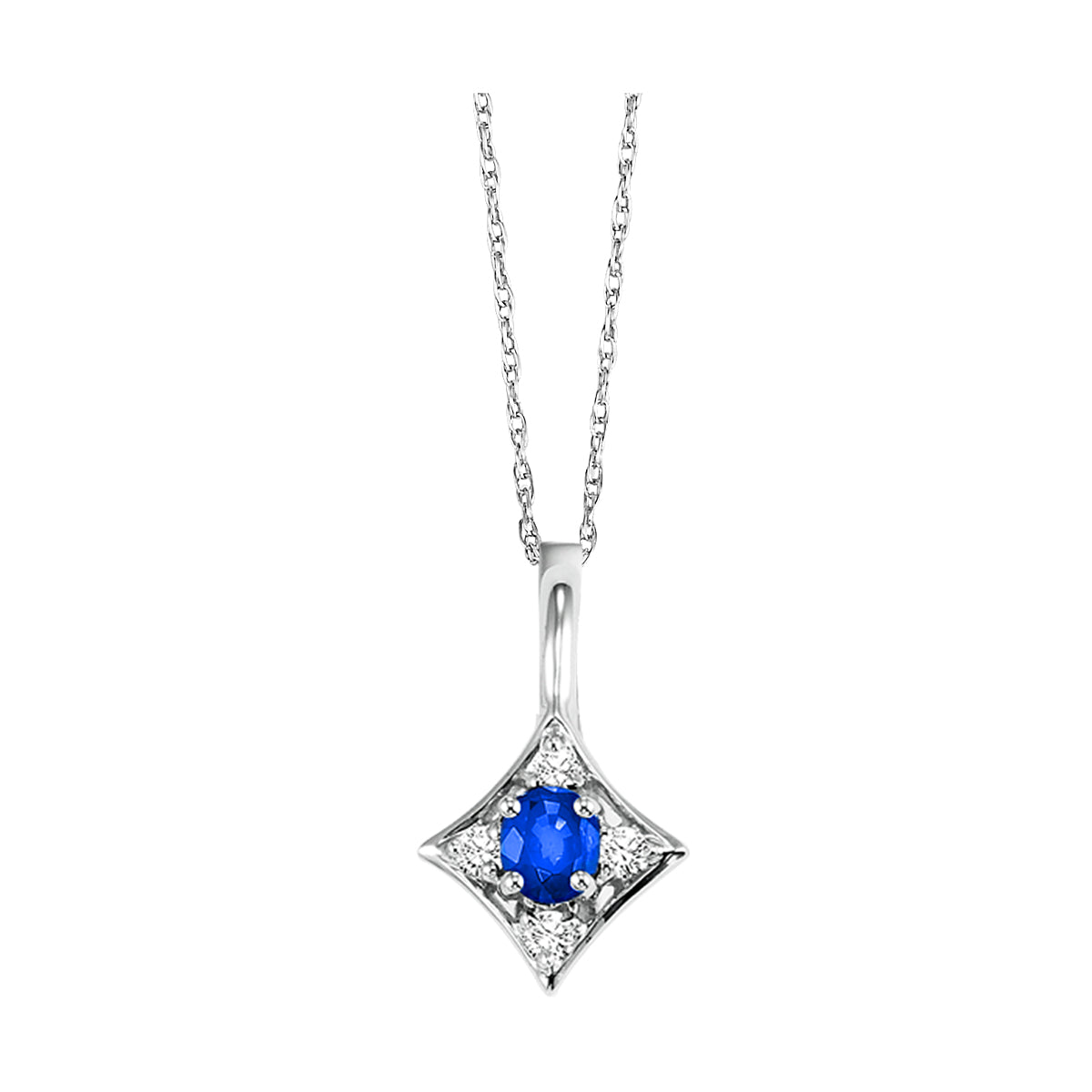 14Kt White Gold Diamond 1/20Ctw & Sapphire 1/2Ctw Pendant
