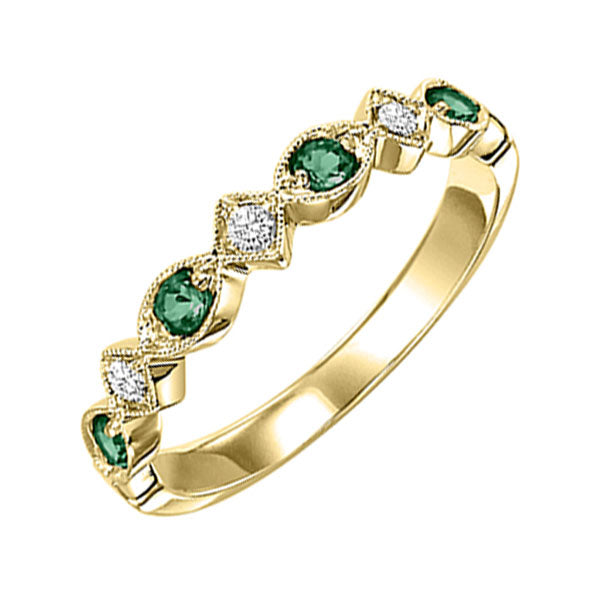 10Kt Yellow Gold Diamond 1/20Ctw & Emerald 1/6Ctw Ring