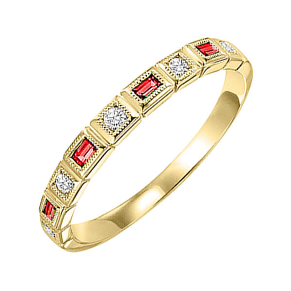 10Kt Yellow Gold Diamond 1/10Ctw & Ruby 1/8Ctw Ring