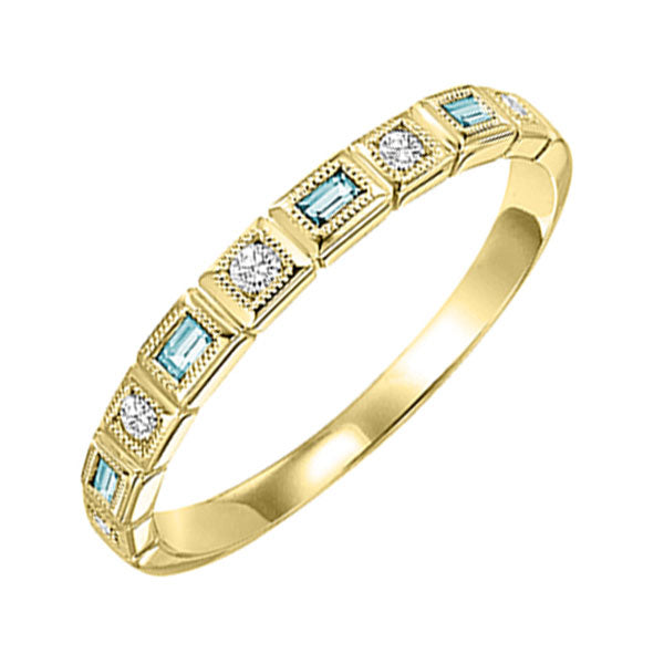 10Kt Yellow Gold Diamond 1/10Ctw & Blue Topaz 1/6Ctw Ring