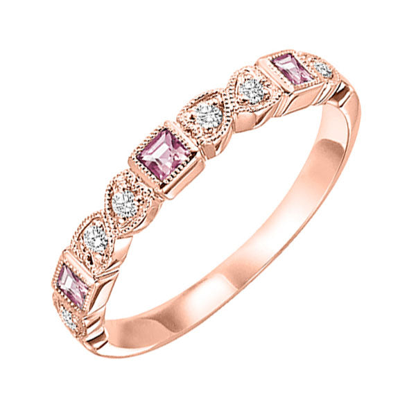 10Kt Rose Gold Diamond 1/12Ctw & Pink Tourmaline 1/7Ctw Ring