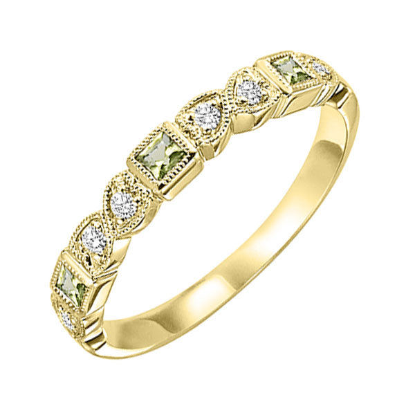 10Kt Yellow Gold Diamond 1/10Ctw & Peridot 1/7Ctw Ring