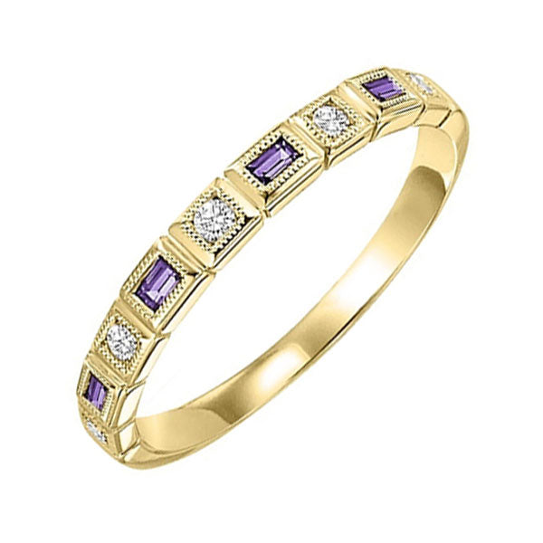 14Kt Yellow Gold Diamond 1/12Ctw & Amethyst 1/7Ctw Ring