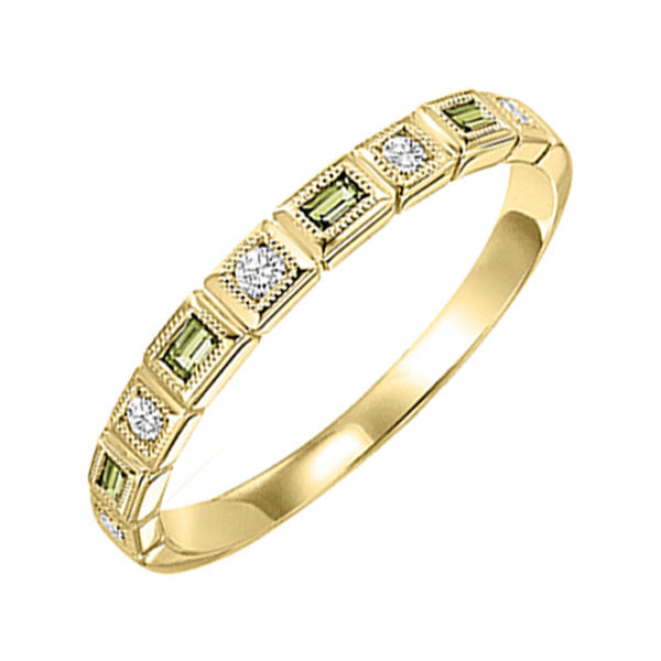 14Kt Yellow Gold Diamond 1/12Ctw & Peridot 1/7Ctw Ring