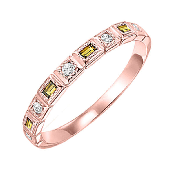 14Kt Rose Gold Diamond 1/10Ctw & Citrine 1/8Ctw Ring