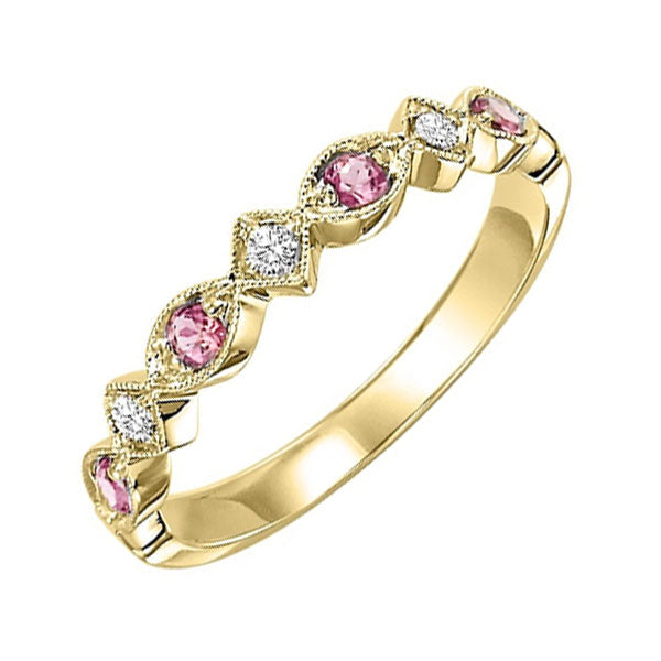 14Kt Yellow Gold Diamond 1/20Ctw & Syn Alexandrite 1/6Ctw Ring