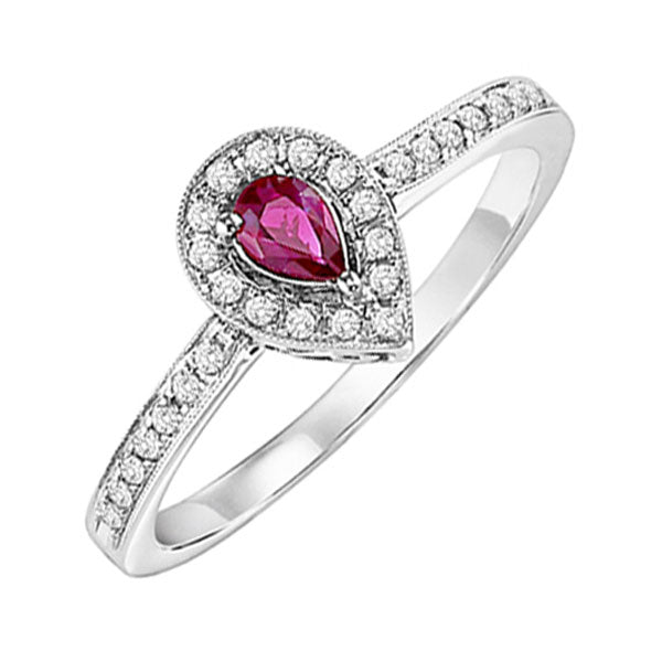 14Kt White Gold Diamond 1/7Ctw & Ruby 1/7Ctw Ring
