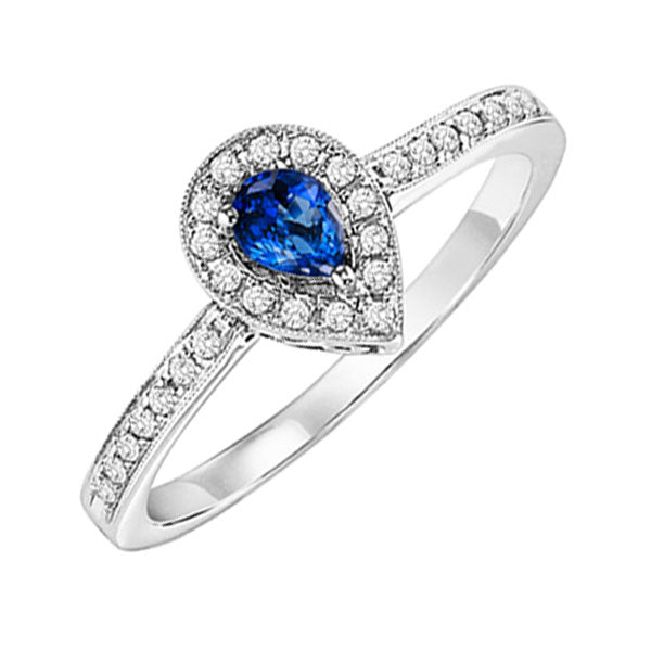 14Kt White Gold Diamond 1/6Ctw & Sapphire 1/6Ctw Ring