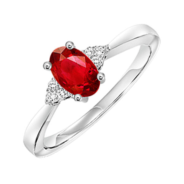 10Kt White Gold Diamond 1/20Ctw & Garnet 3/8Ctw Ring